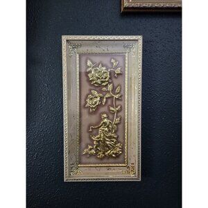 Vintage Intercraft Four Seasons Wall Plaque Roses Classical Figure 8x15 Regency